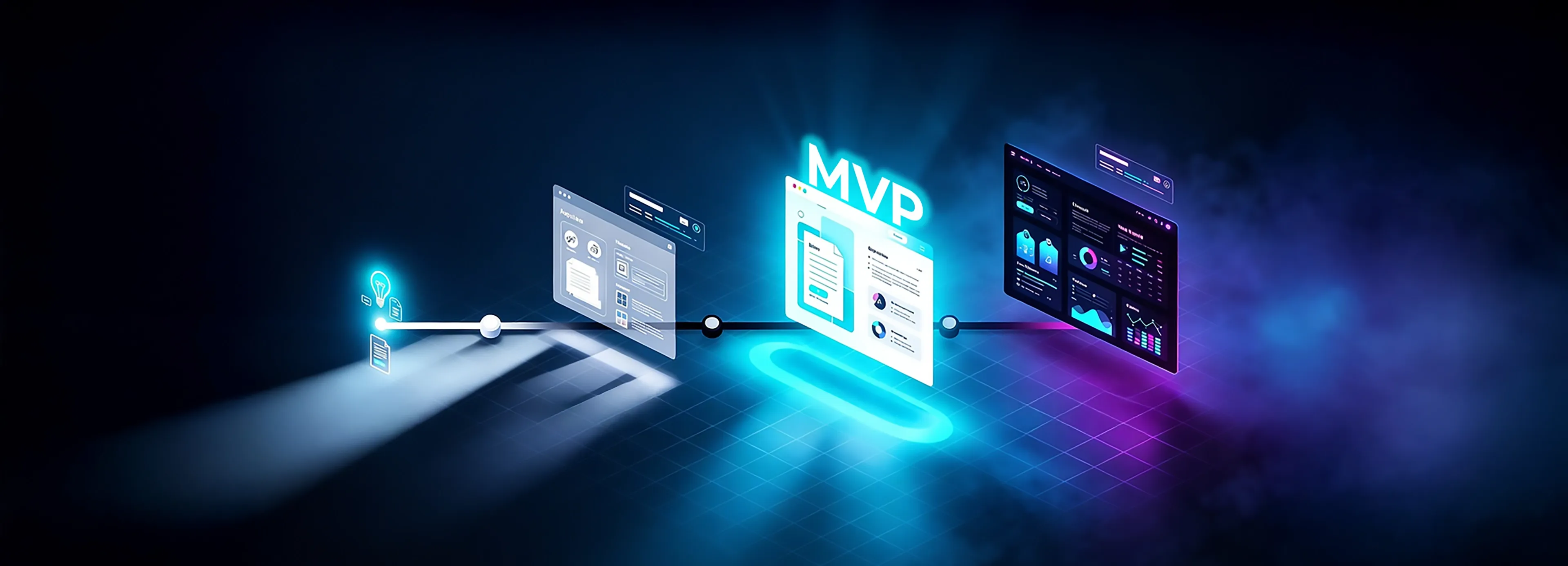 Overview of MVP development showing startups launching simple products, validating ideas, and improving through user feedback