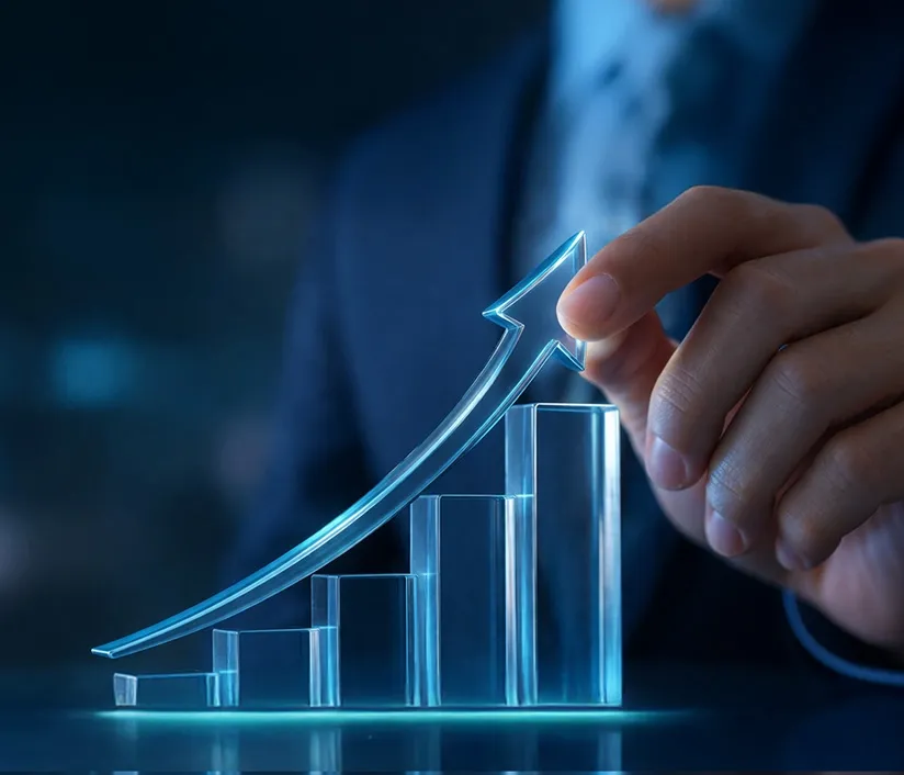 Illustration representing scalable business software, cloud architecture, microservices, and digital transformation for growth