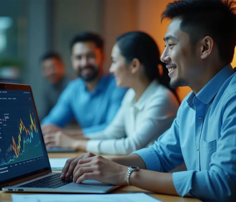 A hand pointing to a search bar, symbolizing Trinergy’s expertise in enhancing online business visibility through SEO strategies.