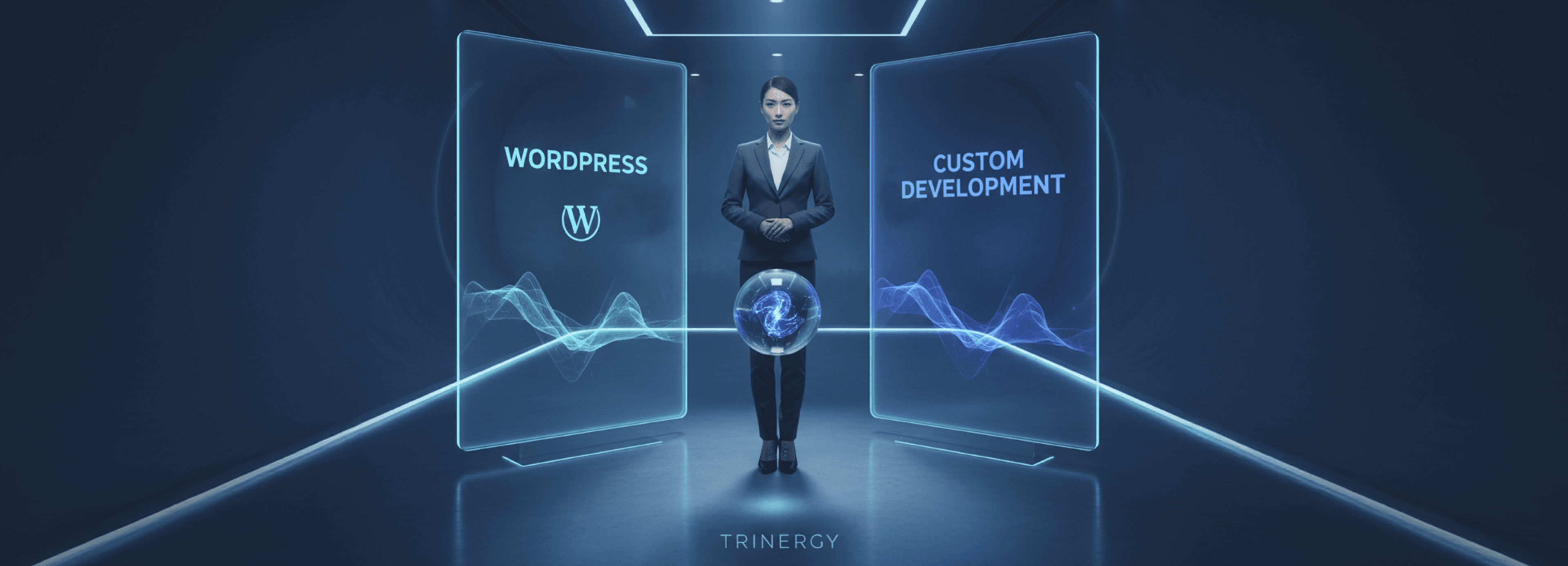 A hand pointing to a search bar, symbolizing Trinergy’s expertise in enhancing online business visibility through SEO strategies.