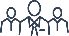 Team collaboration icon symbolizing Trinergy's commitment to teamwork and effective project management.
